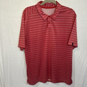 Oakley Mens Polo XL Extra Large Red Striped Short Sleeve Golf Casual Shirt